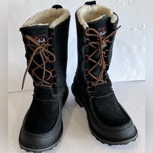 Woolrich Fully Wooly Waterproof boots  Woman 7M Rubber Wool Black mid-calf